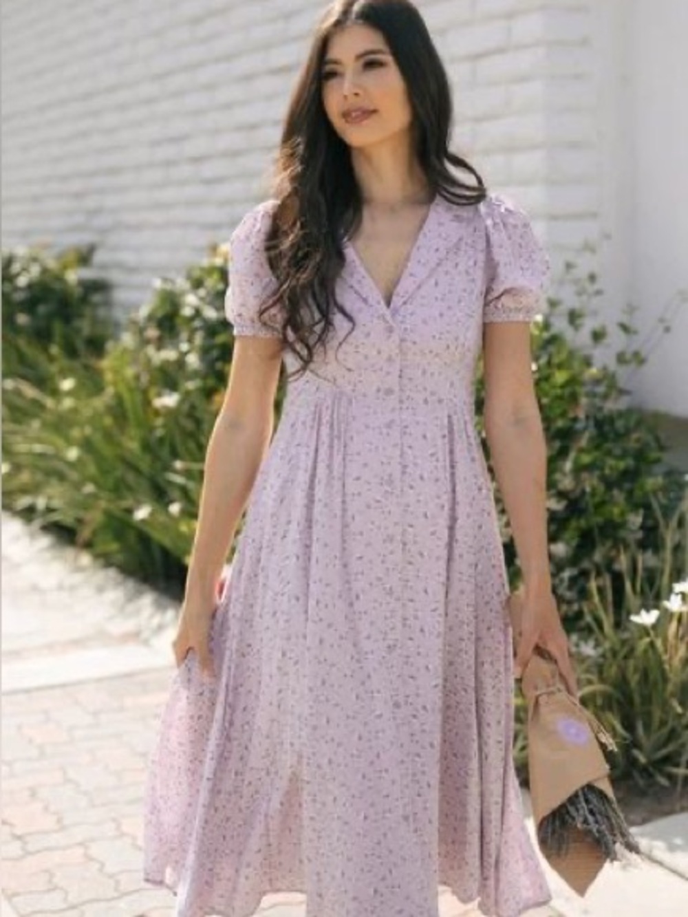 In Bloom Mauve Floral Midi Dress